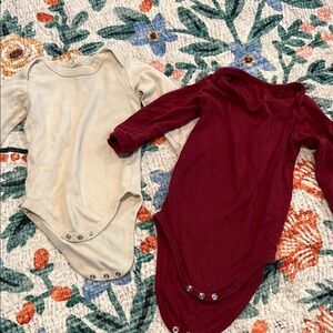 Colored Organics Red and Cream Bodysuit Set